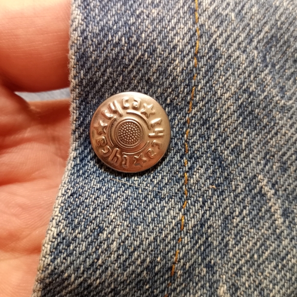 Vintage TYCA Wastland Embossed Denim Trench Jacket Sz Medium Made In USA - Picture 7 of 14